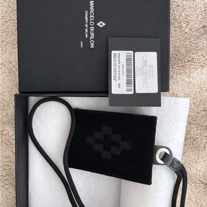 Marcelo Burlon County of Milan Black Velvet Lanyard Card Holder – With Box